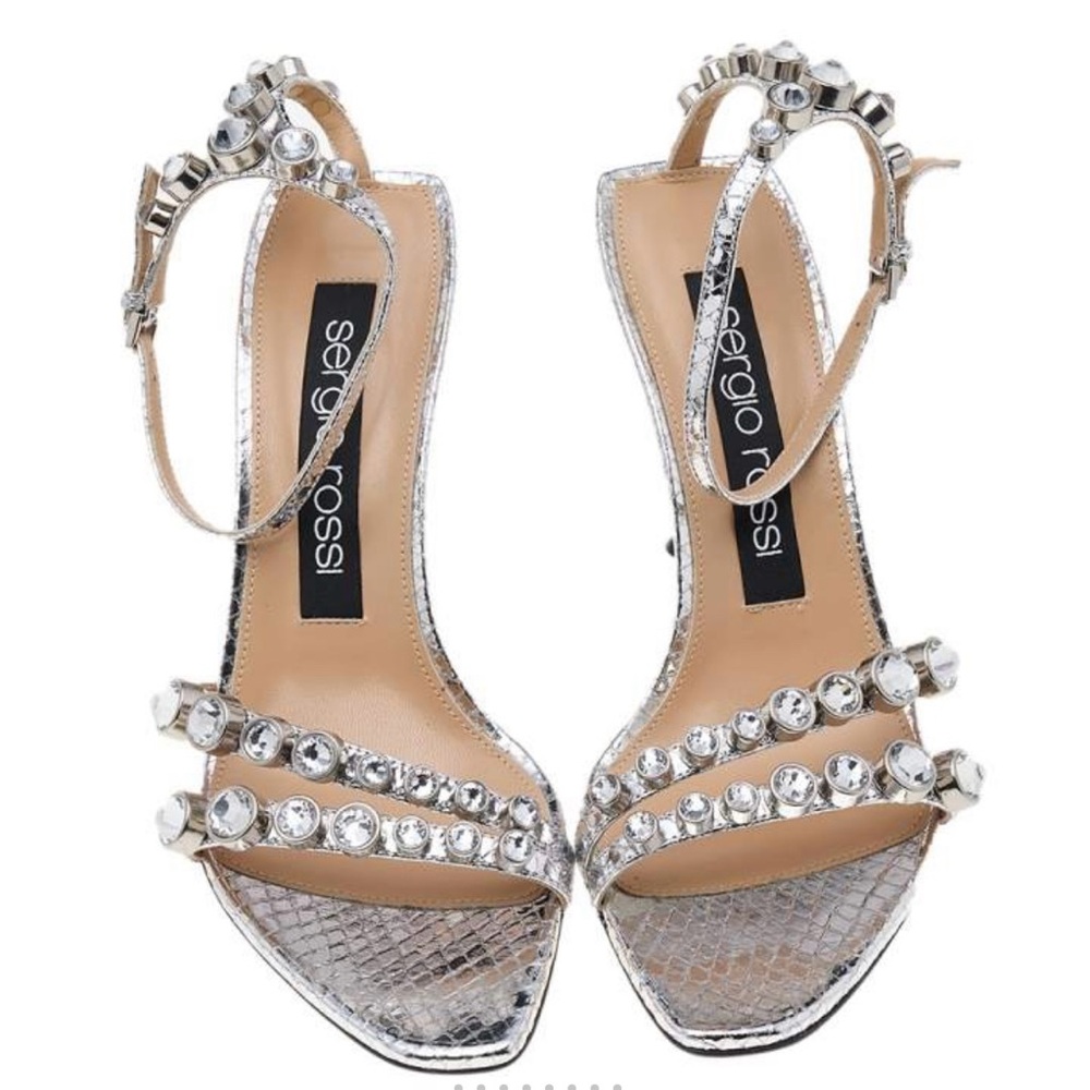 Sergio Rossi Silver Embellished Heels